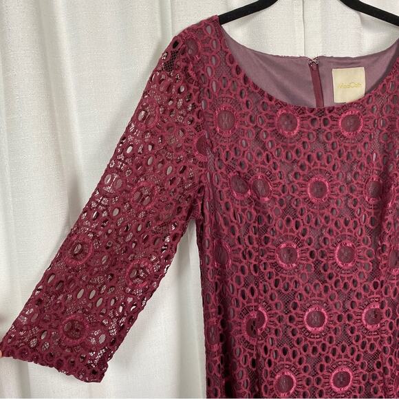 ModCloth Burgundy Crochet Lace Dress Sz.L - Picture 7 of 15